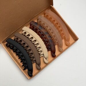 Neutral Matte and Tortoise Hair Claw Clip Set - 6 Pack